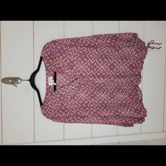 Laundry by Shelli Segal XL tan pink & orange print blouse - Picture 1 of 4